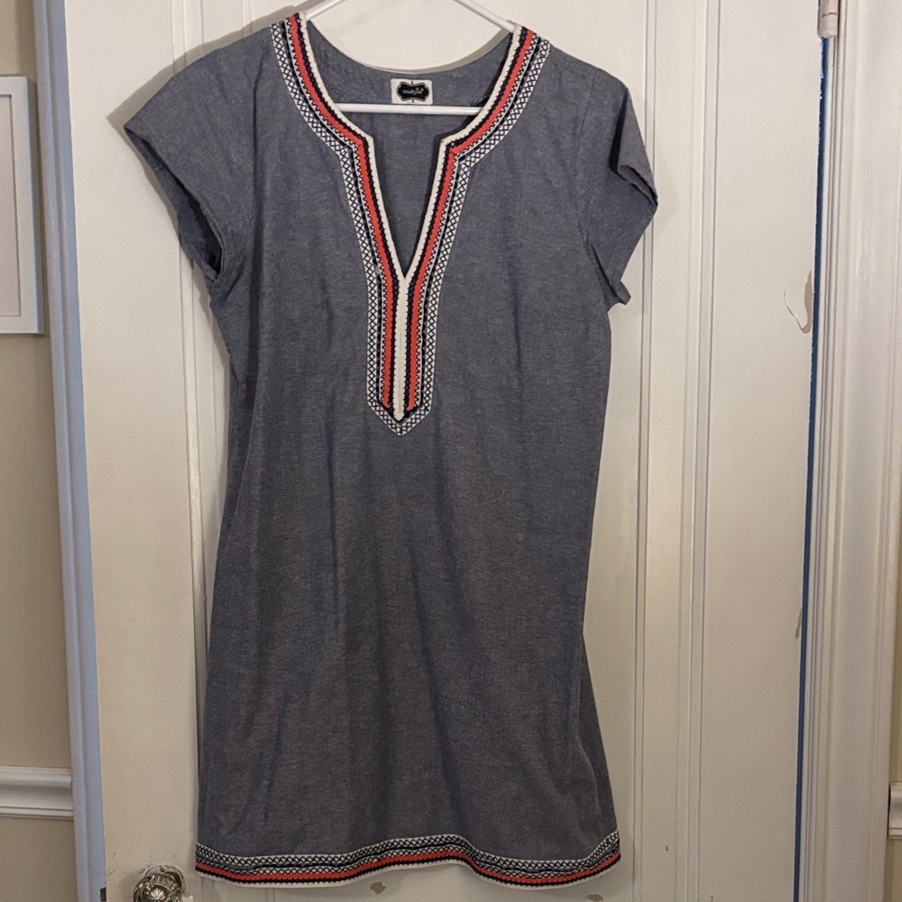 Mud Pie Blue Dress with Red and White Accents